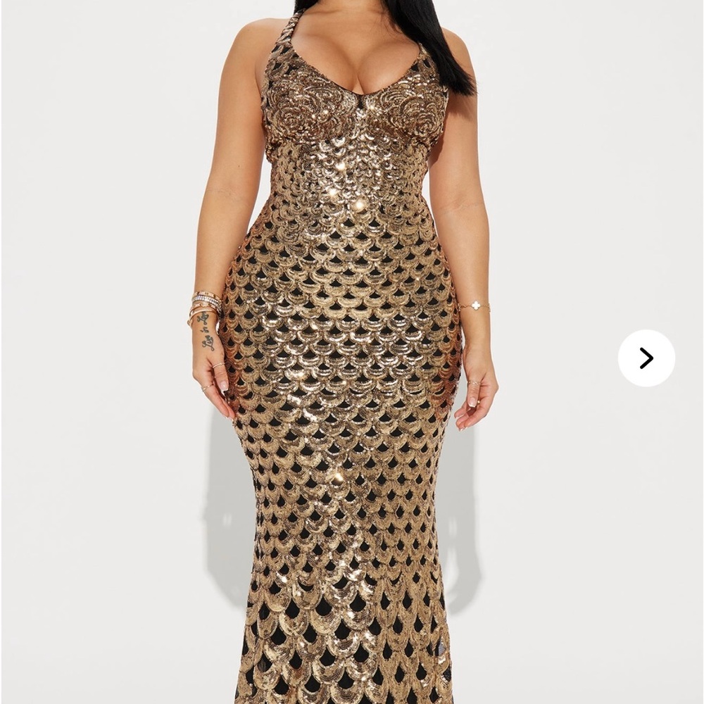 Hazel Sequin Gown- Gold/Combo